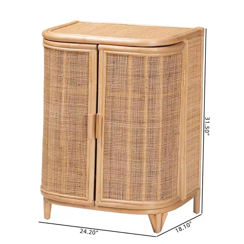 bali & pari Yanka natuurlijke opbergkast van rotan: handgemaakt, met 2 planken, bohemien design