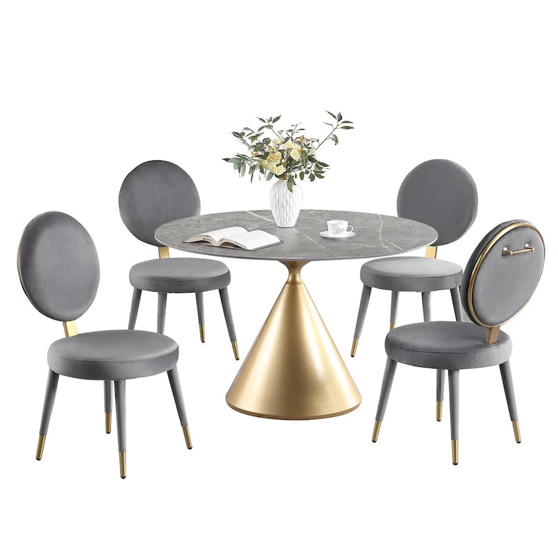 Ensemble de table à manger ronde et de chaises de luxe moderne Morden Fort, 5 pièces