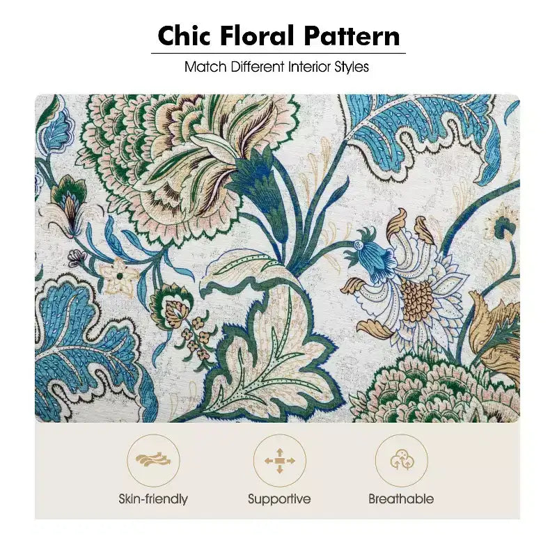Araceli traditionele houten fauteuil met bloemenstof, hoge rugleuning met vleugels en siernagels| ART OF LIVING DESIGNS
