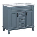 36'' Modern Bathroom Vanity with Top Sink and Mirror Cabinet,2 Doors and 2 Drawers