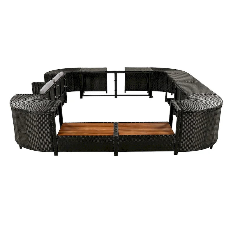 Spa Surround Spa-frame, vierkante modulaire loungeset voor buiten van rotan