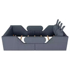 Lit plateforme simple Whisen, cadre de lit rembourré pour enfant au ras du sol avec coussin lapin et barrières latérales amovibles