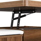Multifunktionaler moderner Couchtisch mit Hubplatte und verstecktem Stauraum, 4 Hockern und Rollen, perfekt für moderne Wohnräume