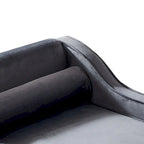 Elegante Franse chaise longue met fluwelen bekleding, opbergruimte en een kussen