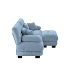 L-vormige loveseat, hoekbank van chenille met lendenkussens