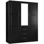 Palace Imports Cosmo-kledingkast met 3 deuren van 100% massief hout, met deuren van massief hout of spiegeldeuren