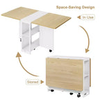 Table de salle à manger pliante pour cuisine, gain de place, extensible à abattants avec 6 roulettes, pour petit espace