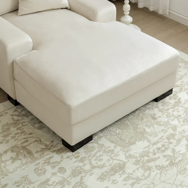 Modernes übergroßes Chaiselongue-Schlafsofa im Mid-Century-Stil mit Kissen