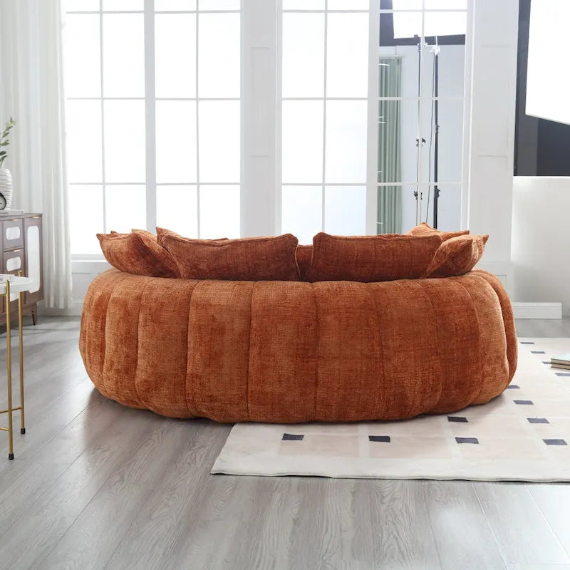 Comfortabele tweezits slaapbank met afgeronde rugleuning, extra grote slaapbank met armleuningen