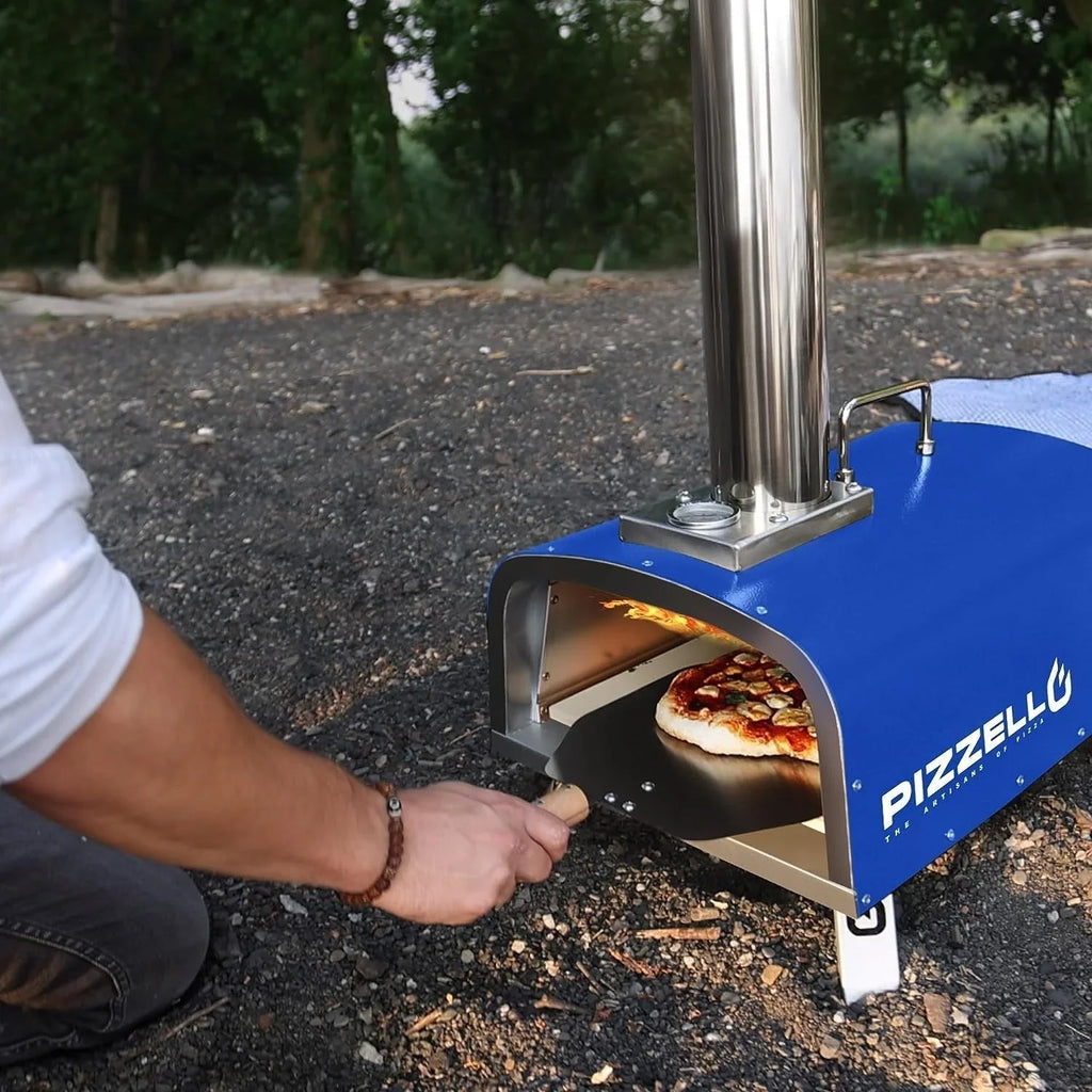 Multibrandstof-pizzaoven voor buiten, voor steenovenpizza, met gasbrander en houtbox - 12 inch