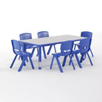Prostokątny zestaw stołu do zabawy z regulowaną wysokością i 6 krzesłami Emma and Oliver, z tworzywa sztucznego, 23.625W x 47.25L