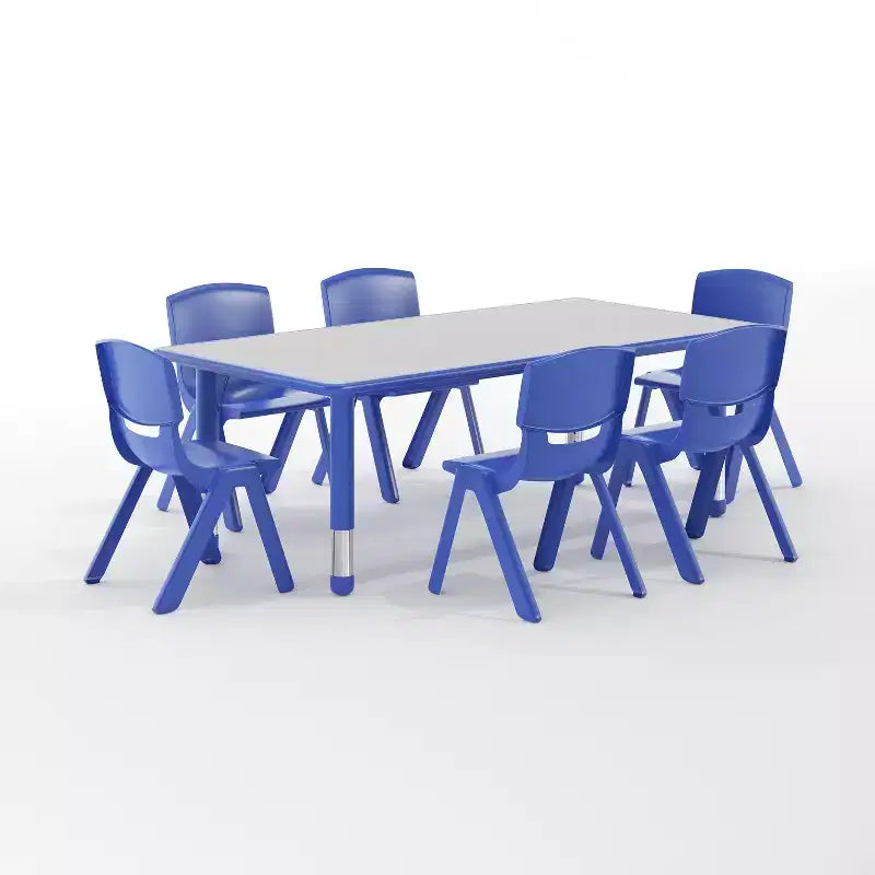 Prostokątny zestaw stołu do zabawy z regulowaną wysokością i 6 krzesłami Emma and Oliver, z tworzywa sztucznego, 23.625W x 47.25L