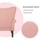 Erommy moderne fauteuil, fauteuil met hoge rugleuning, gestoffeerde eenzitsbank met knopen en houten poten voor de woonkamer