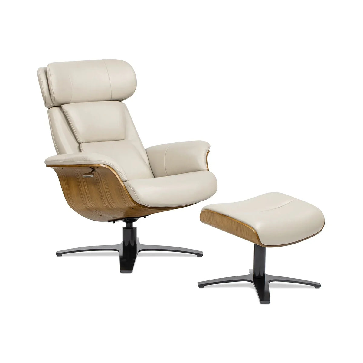 Jovan relaxfauteuil van echt leer van 31.5 met voetenbank