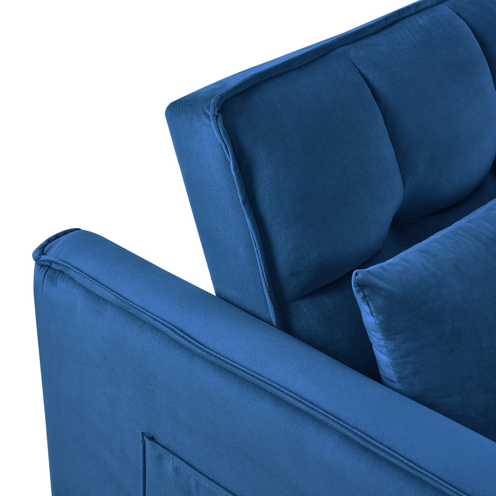 Modernes Ausziehsofa mit Schlaffunktion, 3-in-1-Schlafsofa mit verstellbarer Rückenlehne, Samt-Zweisitzer, Kissen und Seitentaschen