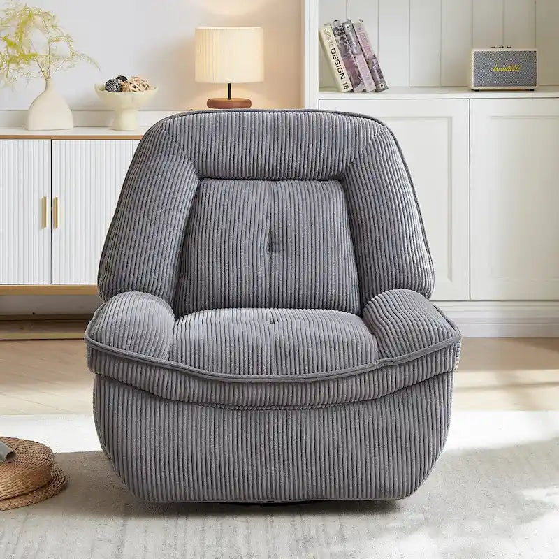 Draaibare relaxfauteuil van ribfluweel met voetensteun voor de woonkamer