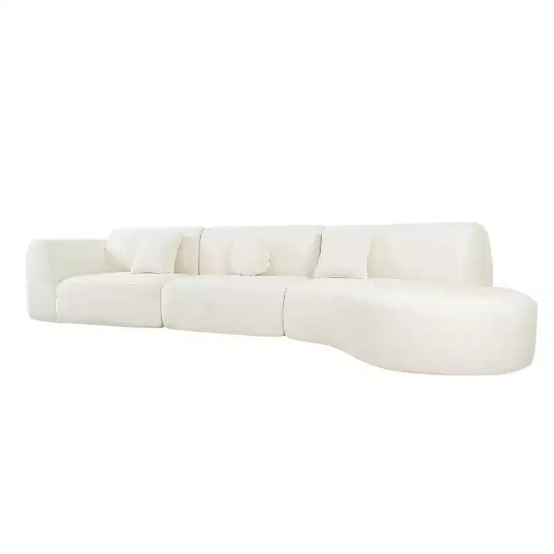 Moderne gebogen hoekbank van 140 inch met chaise longue, set van 3 delen, voor de woonkamer