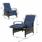 Verstelbare relaxfauteuil voor terras, loungebank met kussen - 38 (D) x 26.5 (W) x 38.5 (H) INCH