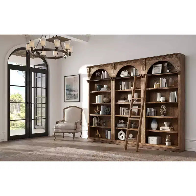 Traditioneller hoher Bücherregal-Wandschrank, 94, Stratton Collection, braun - Martin Furniture