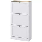 HOMCOM Narrow Shoe Storage Cabinet for Entryway with 3 Flip Drawers and Adjustable Shelves, Shoe Rack Organizer for 12-18 Pairs of Shoes