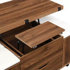 Multifunktionaler moderner Couchtisch mit Hubplatte und verstecktem Stauraum, 4 Hockern und Rollen, perfekt für moderne Wohnräume