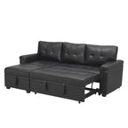 Canapé d’angle convertible et réversible avec lit escamotable, méridienne avec rangement dissimulé et pieds robustes