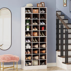 30 Pairs Tall Shoe Cabinet, 10 Tiers White Wooden Shoe Storage Rack for Closet, Entryway - 10-tier
