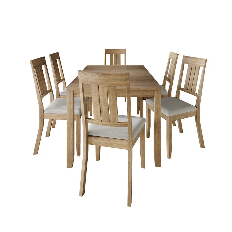 Klasyczny drewniany zestaw jadalniany CraftPorch, 7-elementowy