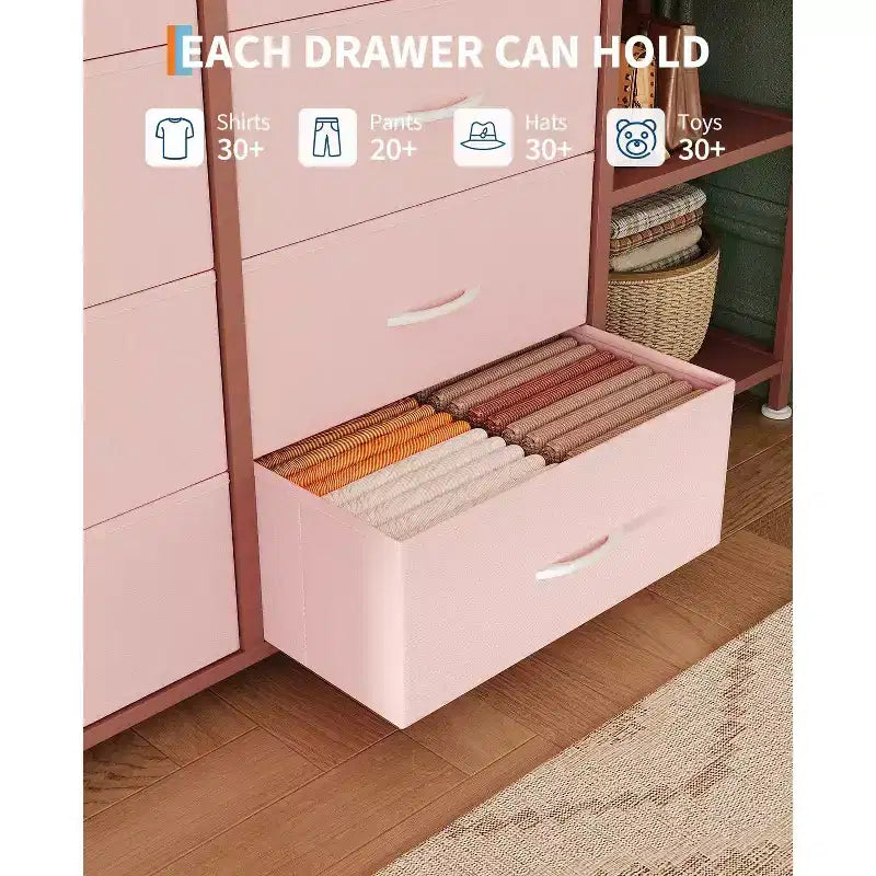 Kommode mit 16 Schubladen, Kleiderstange und Regalen, Stoff-Aufbewahrungsorganizer für Schlafzimmer, Kleiderschrank oder Eingangsbereich