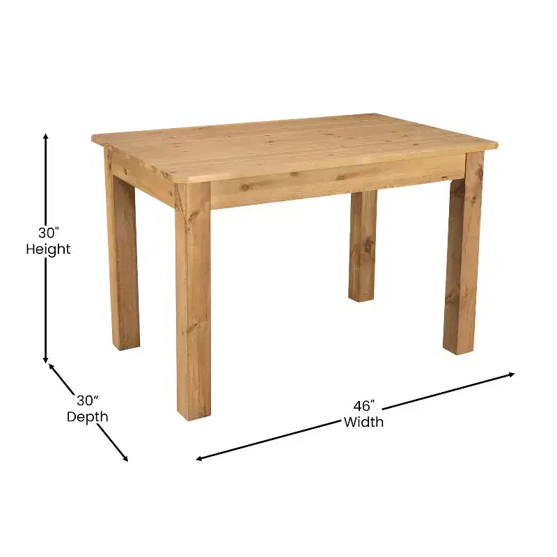 Flash Furniture, rechteckiger Farm-Esstisch aus massivem Kiefernholz, 46 x 30