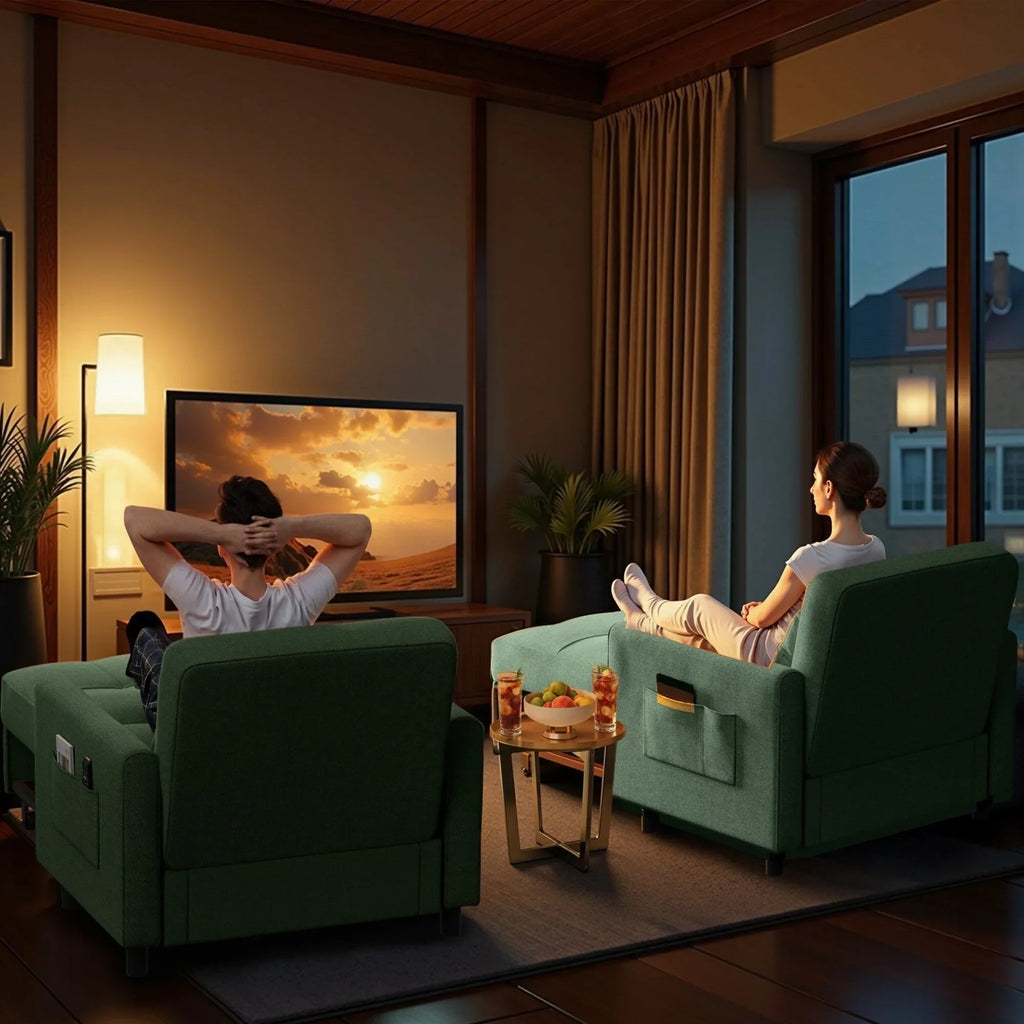 Canapé-lit convertible 3 en 1 avec réglage ajustable, fauteuil-canapé avec lit escamotable, lit pliant convertible pour le salon