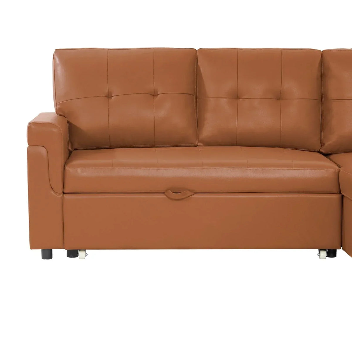 Canapé d’angle convertible et réversible avec lit escamotable, méridienne avec rangement dissimulé et pieds robustes