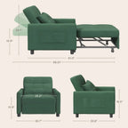 Canapé-lit convertible 3 en 1 avec réglage ajustable, fauteuil-canapé avec lit escamotable, lit pliant convertible pour le salon