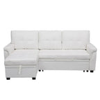 Canapé d’angle convertible et réversible avec lit escamotable, méridienne avec rangement dissimulé et pieds robustes