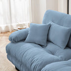 L-vormige loveseat, hoekbank van chenille met lendenkussens