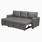Canapé d’angle convertible et réversible avec lit escamotable, méridienne avec rangement dissimulé et pieds robustes