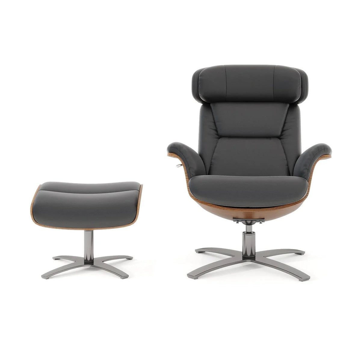Jovan relaxfauteuil van echt leer van 31.5 met voetenbank