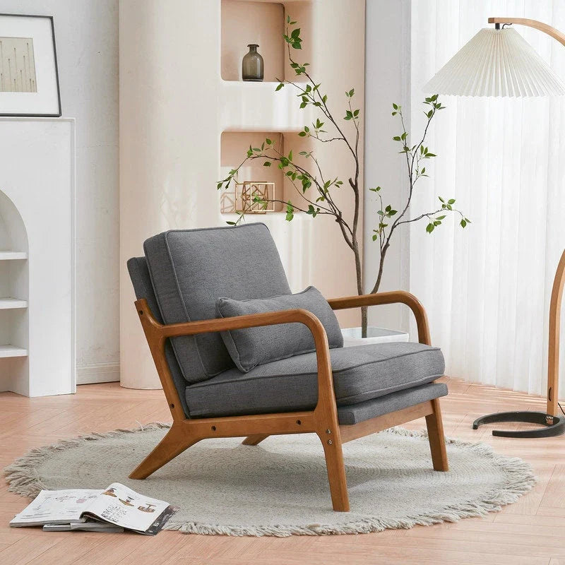Tapicerowany fotel akcentowy w stylu mid-century modern