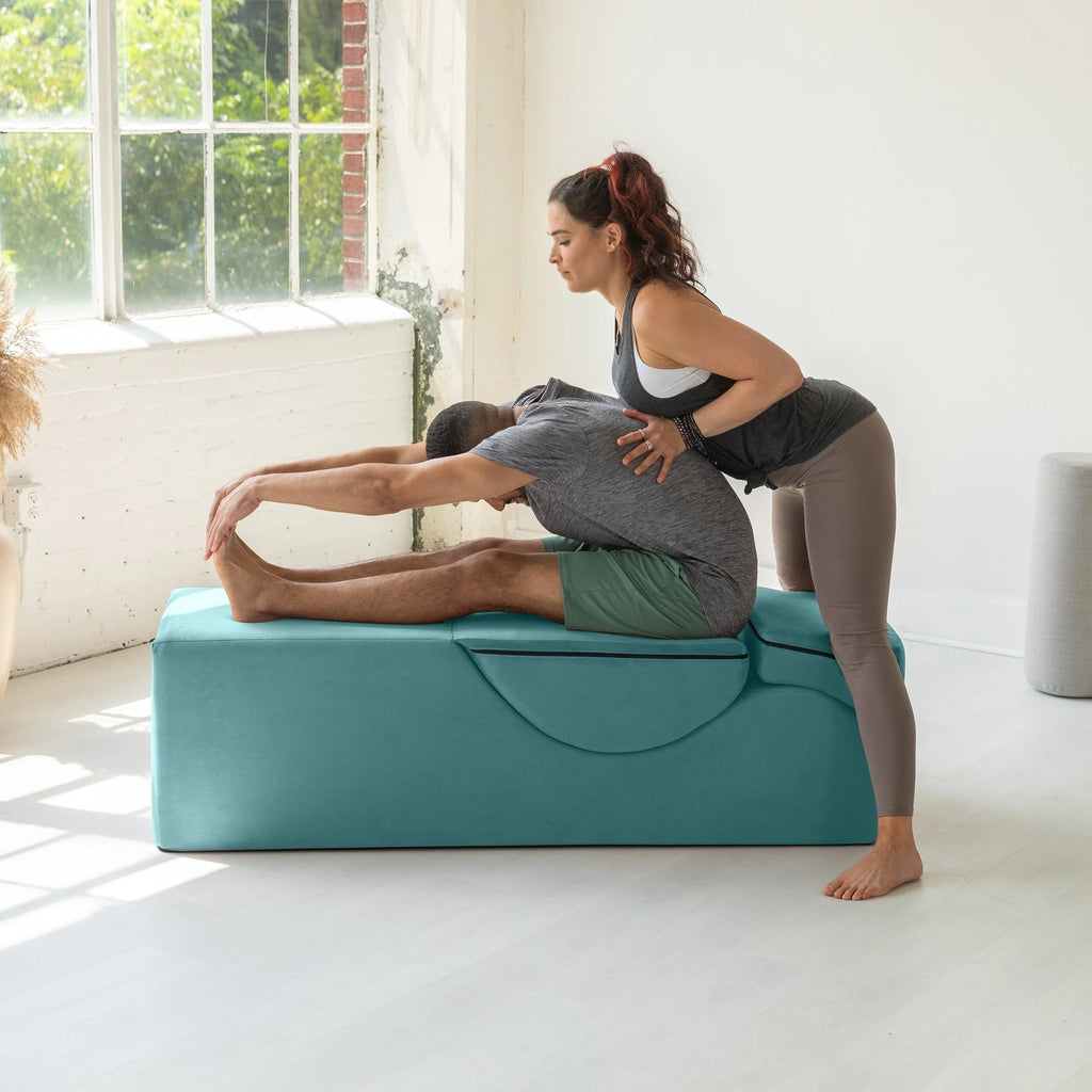Avana Kami verstelbare chaise longue / voor yoga en massage - 2-in-1 poef met verborgen uitklapbare yogaloungestoel, microfluweel - N/A
