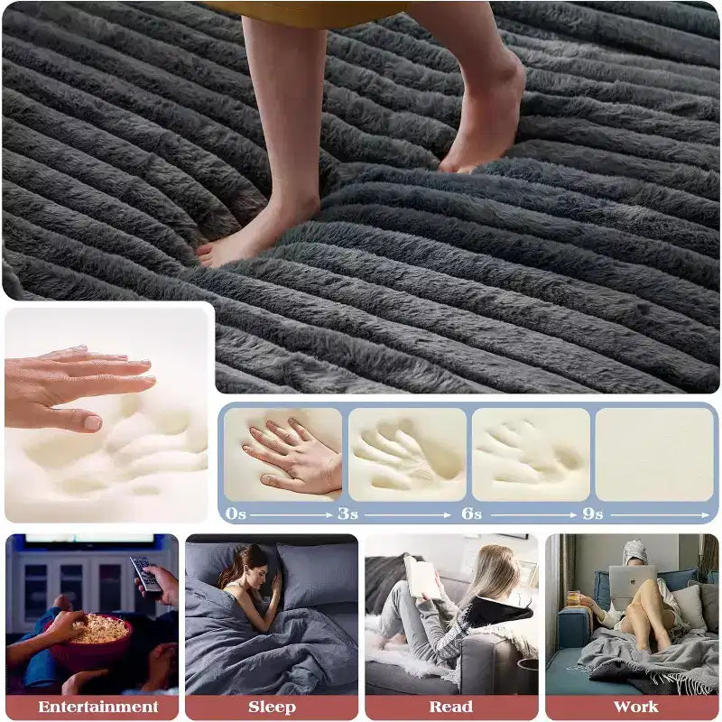 AMERLIFE dubbele chaise longue voor twee personen, comfortabele bank met diepe zitting, lendekussens en brede armleuningen, eenvoudig te monteren, imitatiebont