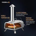Multibrandstof-pizzaoven voor buiten, voor steenovenpizza, met gasbrander en houtbox - 12 inch