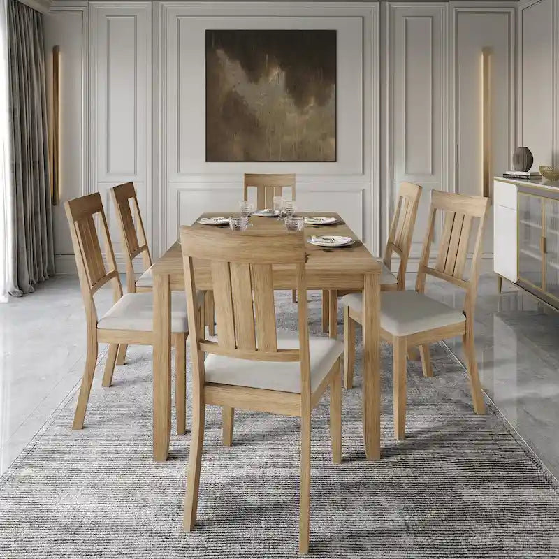 Klasyczny drewniany zestaw jadalniany CraftPorch, 7-elementowy