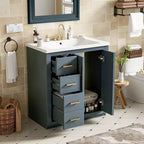 30 Badezimmer-Waschtischunterschrank mit einem Waschbecken, Schrank und 3 Schubladen ??Schwarz / Blau / Grün / Indigo / Weiß