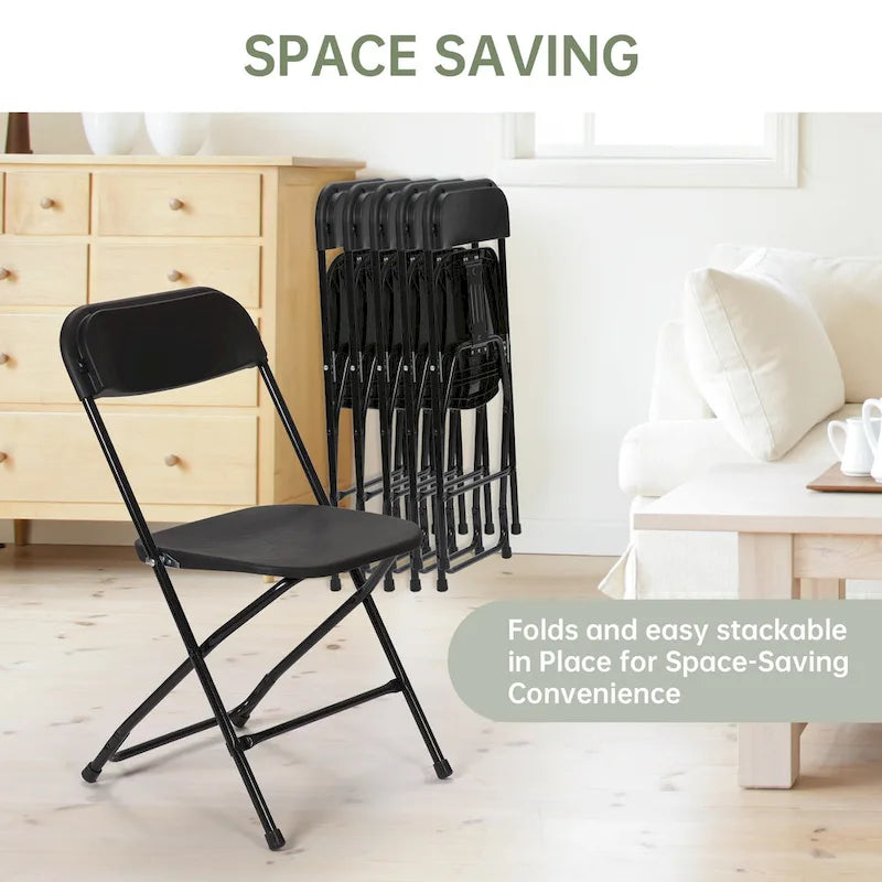 10er-Pack Klappstühle aus Kunststoff, Tragfähigkeit 350lb, für Veranstaltungen, Büro, Hochzeiten, Partys, Picknicks, Küche und Essbereich