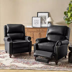 2er-Set moderner Ohrensessel aus Echtleder Elisabete mit Vintage-Nagelkopfverzierung für Wohnzimmer und Schlafzimmer| ART OF LIVING DESIGNS