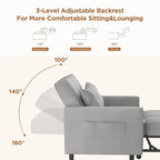 Canapé-lit convertible 3 en 1 avec réglage ajustable, fauteuil-canapé avec lit escamotable, lit pliant convertible pour le salon