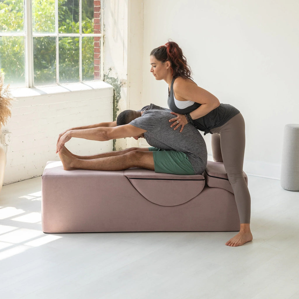 Avana Kami verstelbare chaise longue / voor yoga en massage - 2-in-1 poef met verborgen uitklapbare yogaloungestoel, microfluweel - N/A