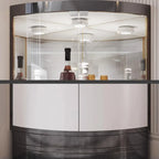 Multiple Levels Glass and Metal Shelf Storage Display Corner Wine Cabinet