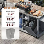 FAMYYT buitenkeukeneiland van 78.3 inch met roestvrijstalen werkblad, inklapbaar BBQ-station en opbergkasten, grijsblauw