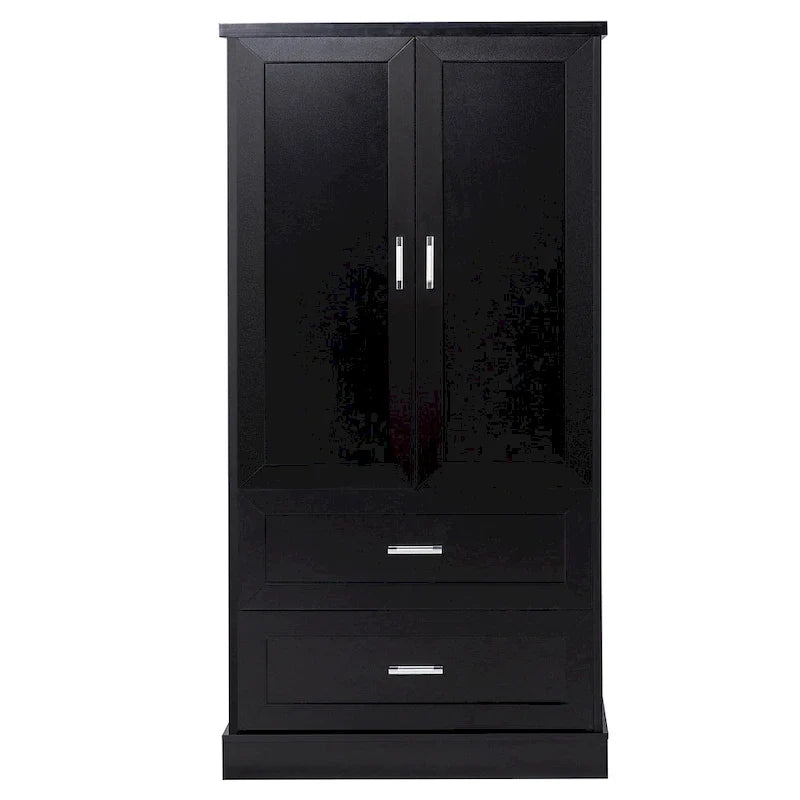 Hoher Badezimmerschrank mit zwei Türen und Schubladen, verstellbarem Einlegeboden und MDF-Platte